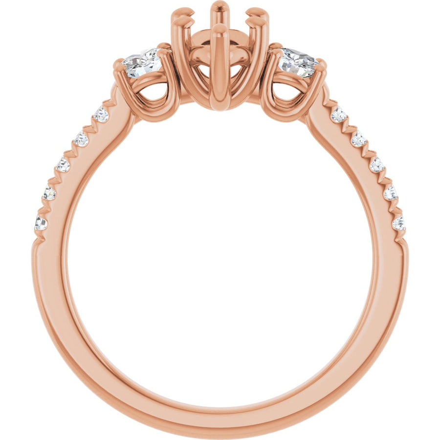 Marquise Accented Three-Stone Engagement Ring Semi-Mount - gallery - Series 123960