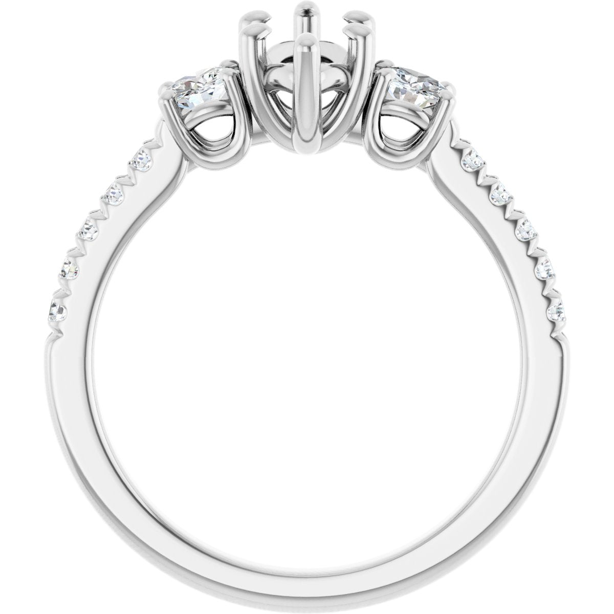 Marquise Accented Three-Stone Engagement Ring Semi-Mount - gallery - Series 123960