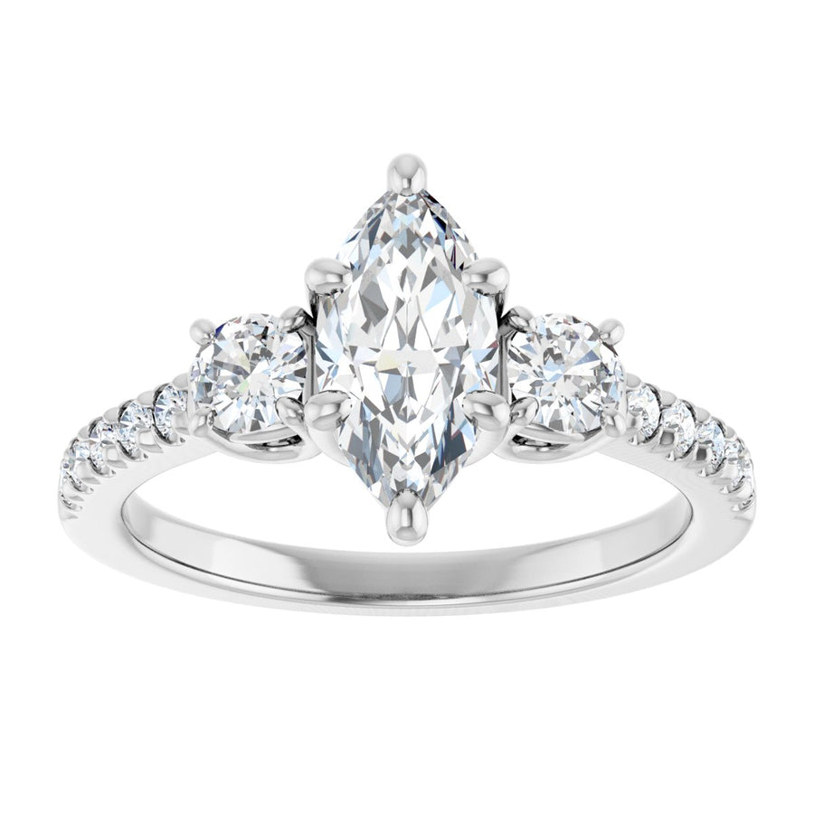 Marquise Accented Three-Stone Engagement Ring Semi-Mount - gallery - Series 123960