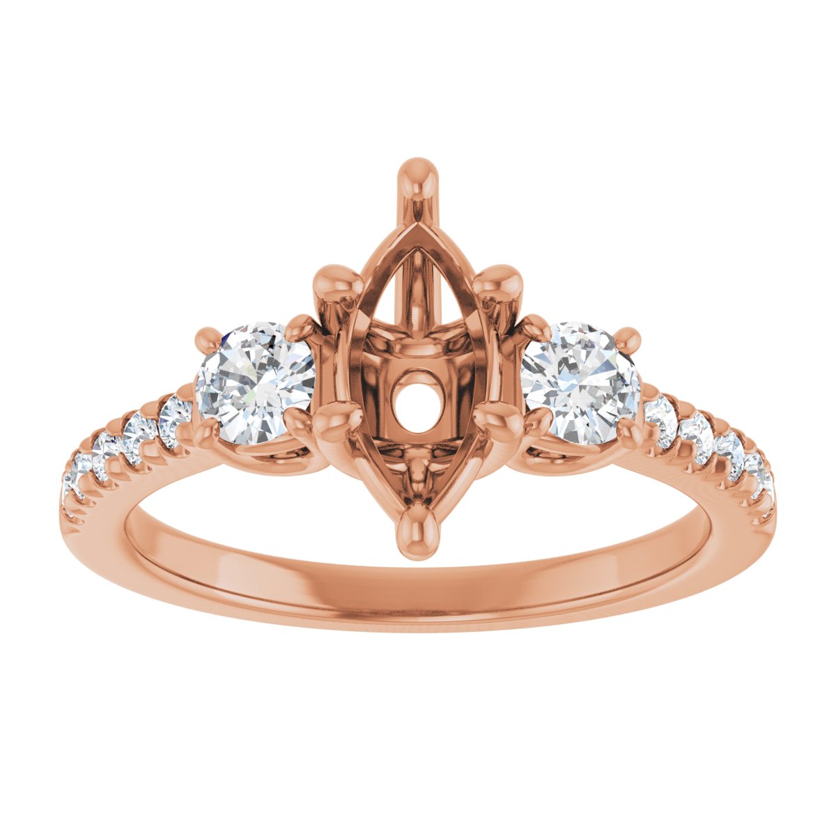 Marquise Accented Three-Stone Engagement Ring Semi-Mount - gallery - Series 123960