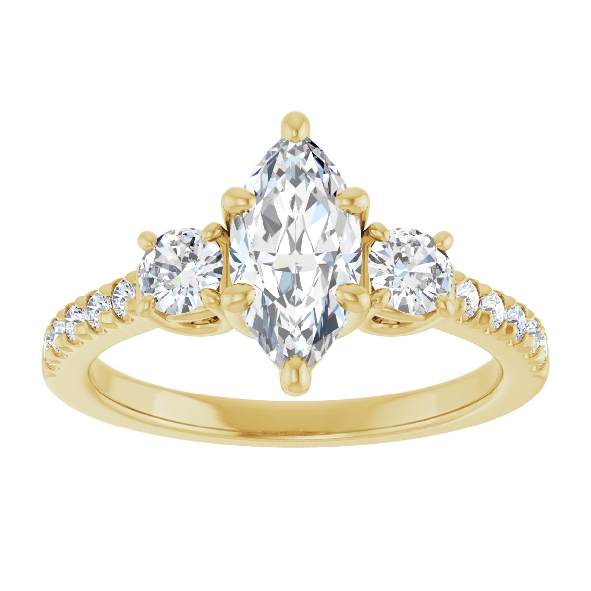 Marquise Accented Three-Stone Engagement Ring Semi-Mount - gallery - Series 123960