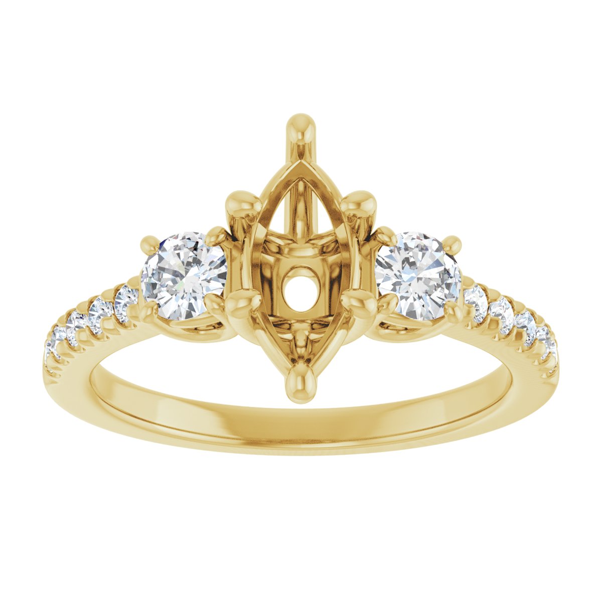 Marquise Accented Three-Stone Engagement Ring Semi-Mount - gallery - Series 123960