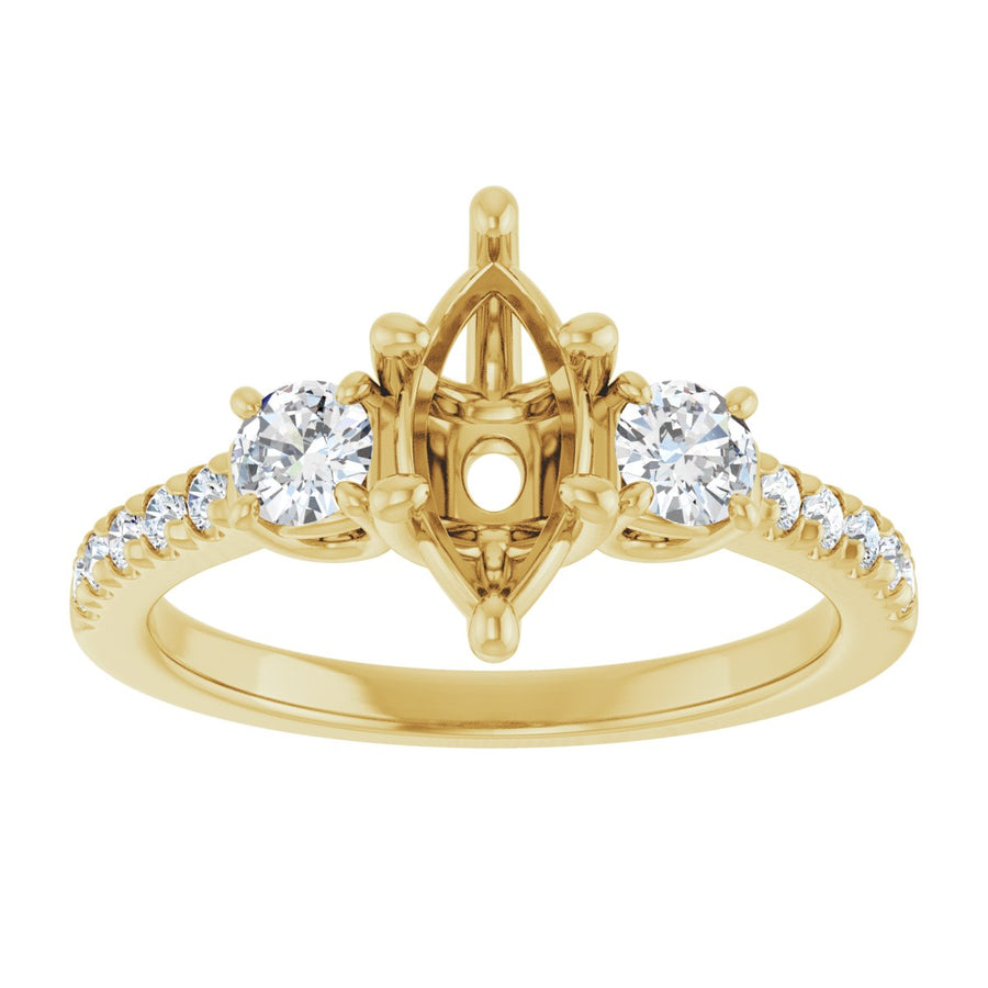 Marquise Accented Three-Stone Engagement Ring Semi-Mount - gallery - Series 123960