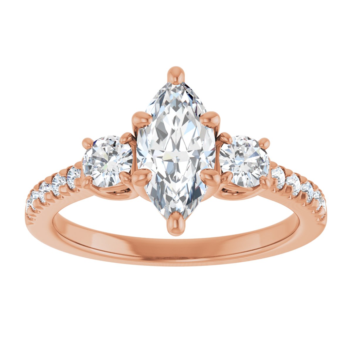 Marquise Accented Three-Stone Engagement Ring Semi-Mount - gallery - Series 123960