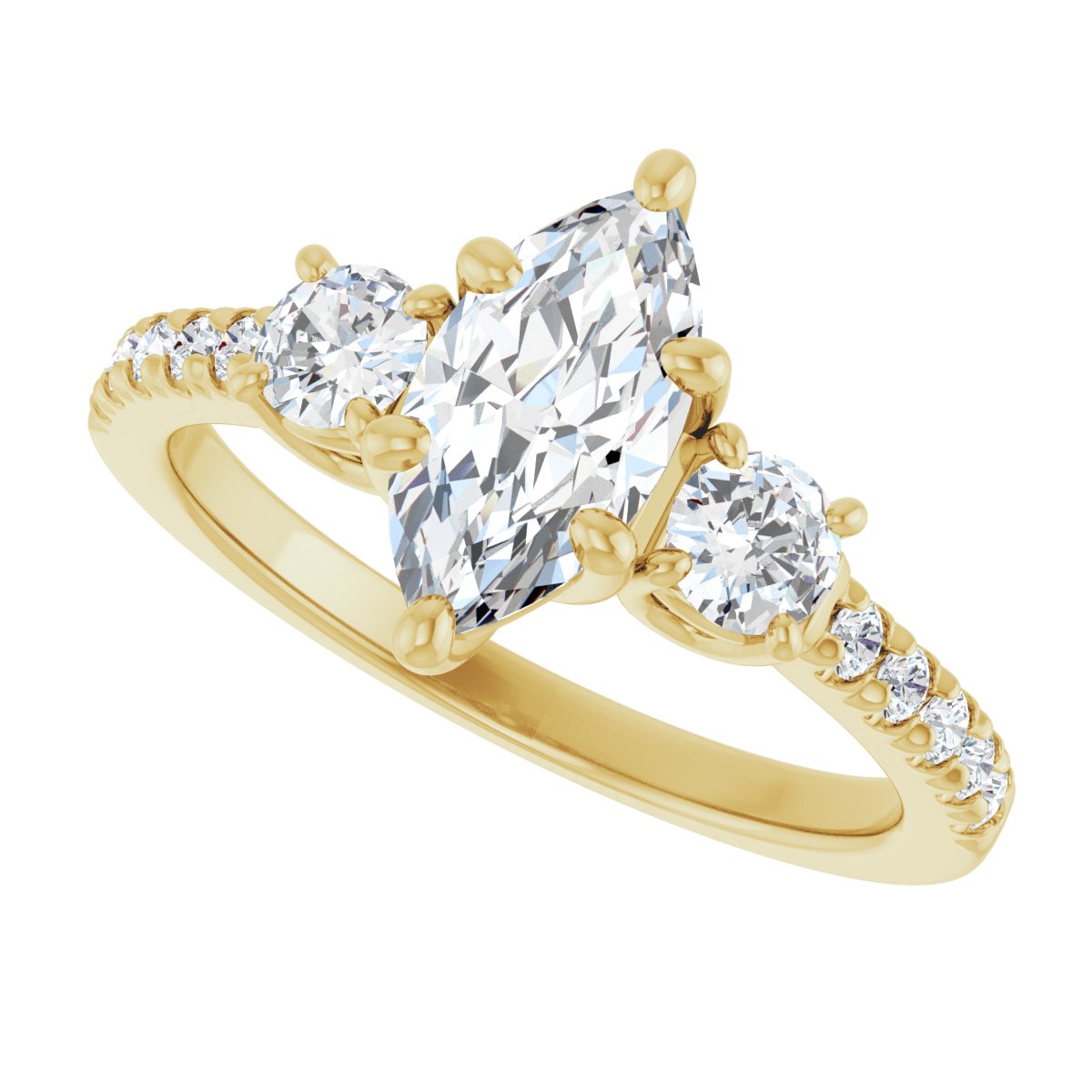 Marquise Accented Three-Stone Engagement Ring Semi-Mount - gallery - Series 123960
