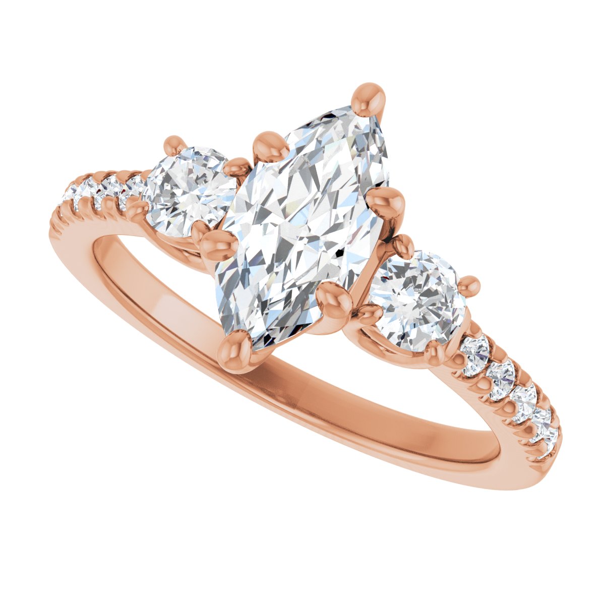 Marquise Accented Three-Stone Engagement Ring Semi-Mount - gallery - Series 123960