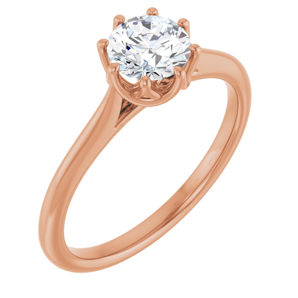 Natural Diamond Round Solitaire Engagement Ring or Band Mounting - 18K Rose Gold - Series 124084