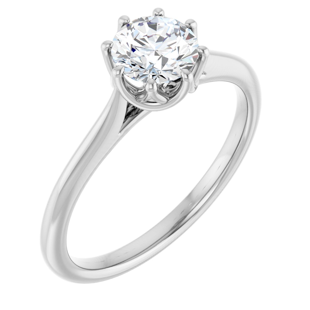 Natural Diamond Round Solitaire Engagement Ring or Band Mounting - 18K White Gold - Series 124084