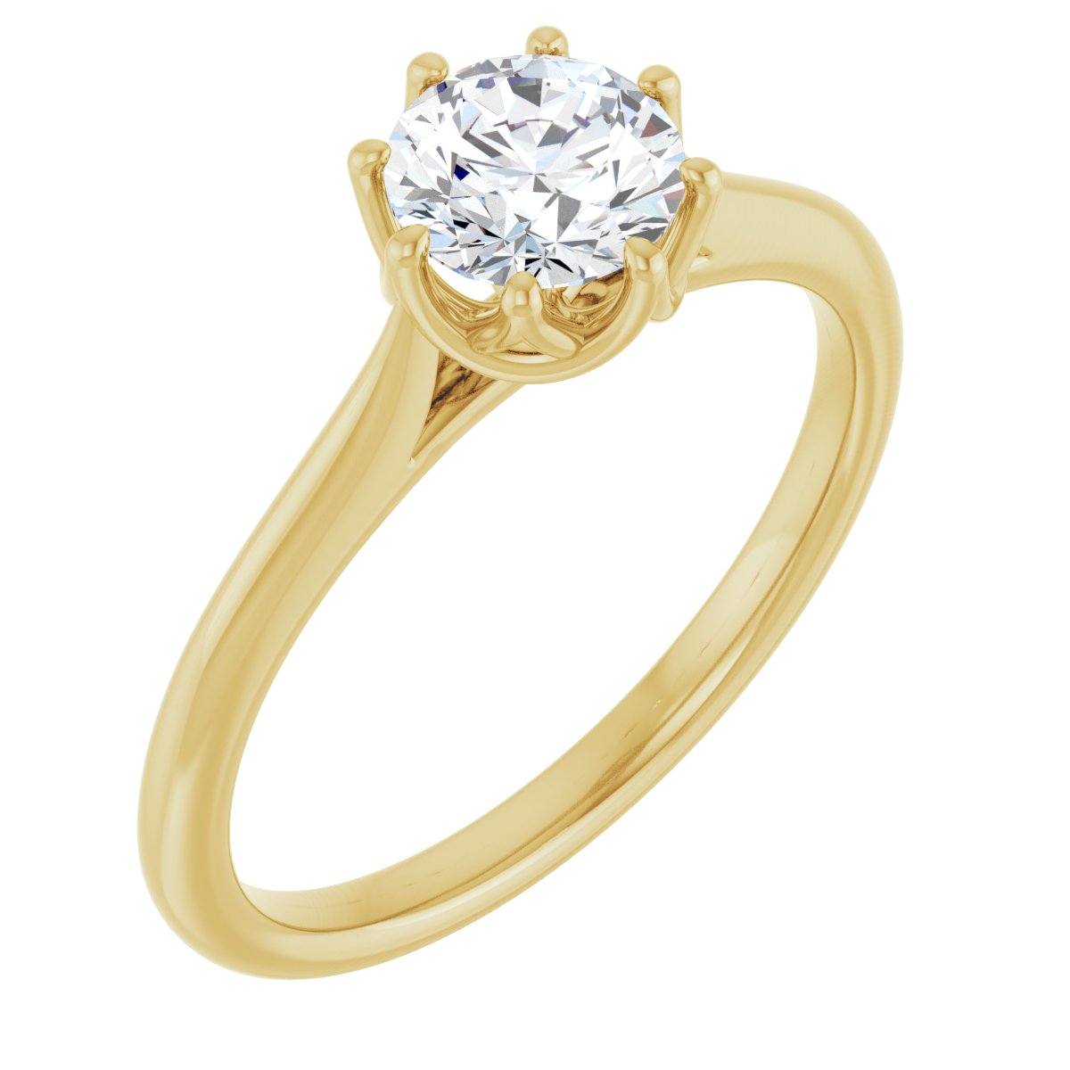 Natural Diamond Round Solitaire Engagement Ring or Band Mounting - 18K Yellow Gold - Series 124084