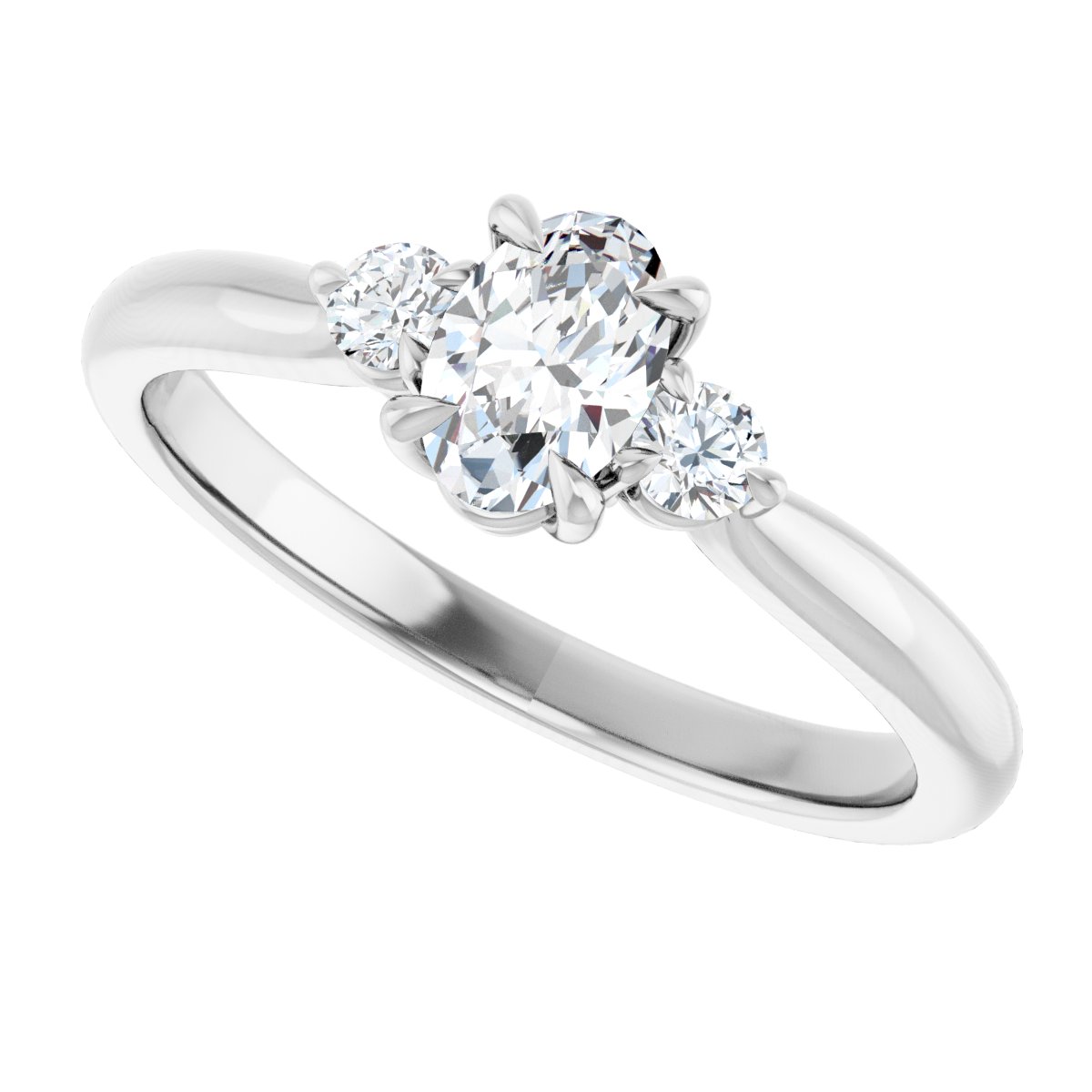 Oval Three-Stone Engagement Ring Semi-Mount - gallery - Series 123886