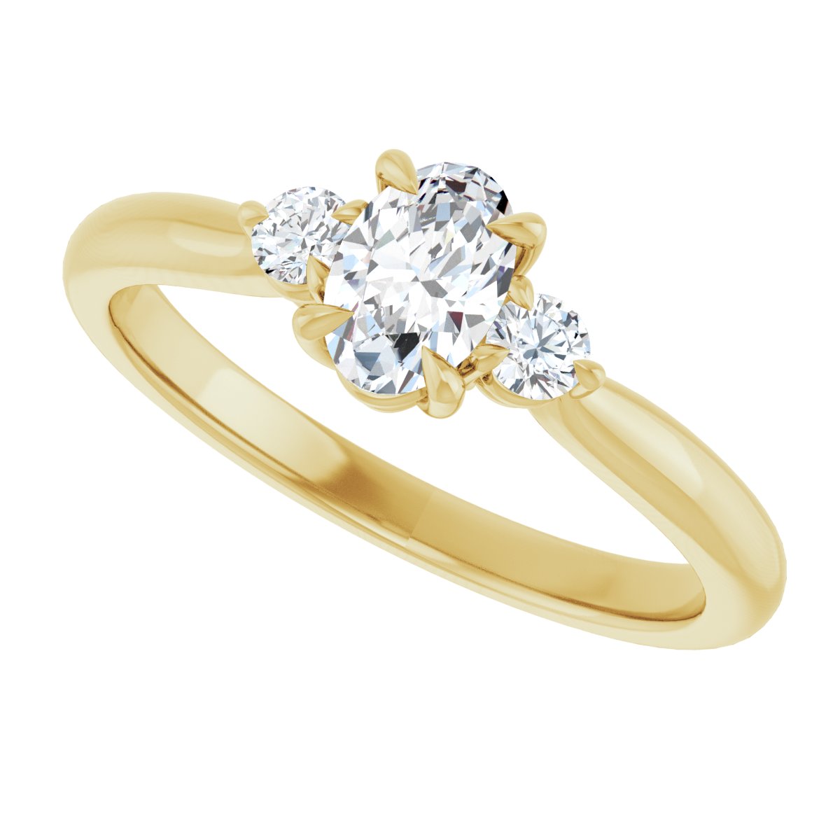 Oval Three-Stone Engagement Ring Semi-Mount - gallery - Series 123886