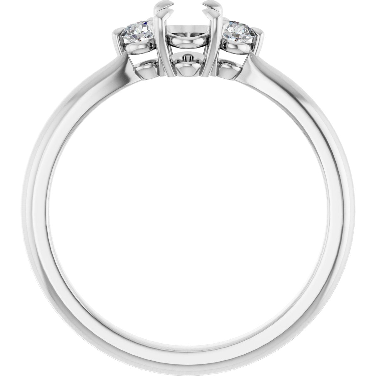 Oval Three-Stone Engagement Ring Semi-Mount - gallery - Series 123886