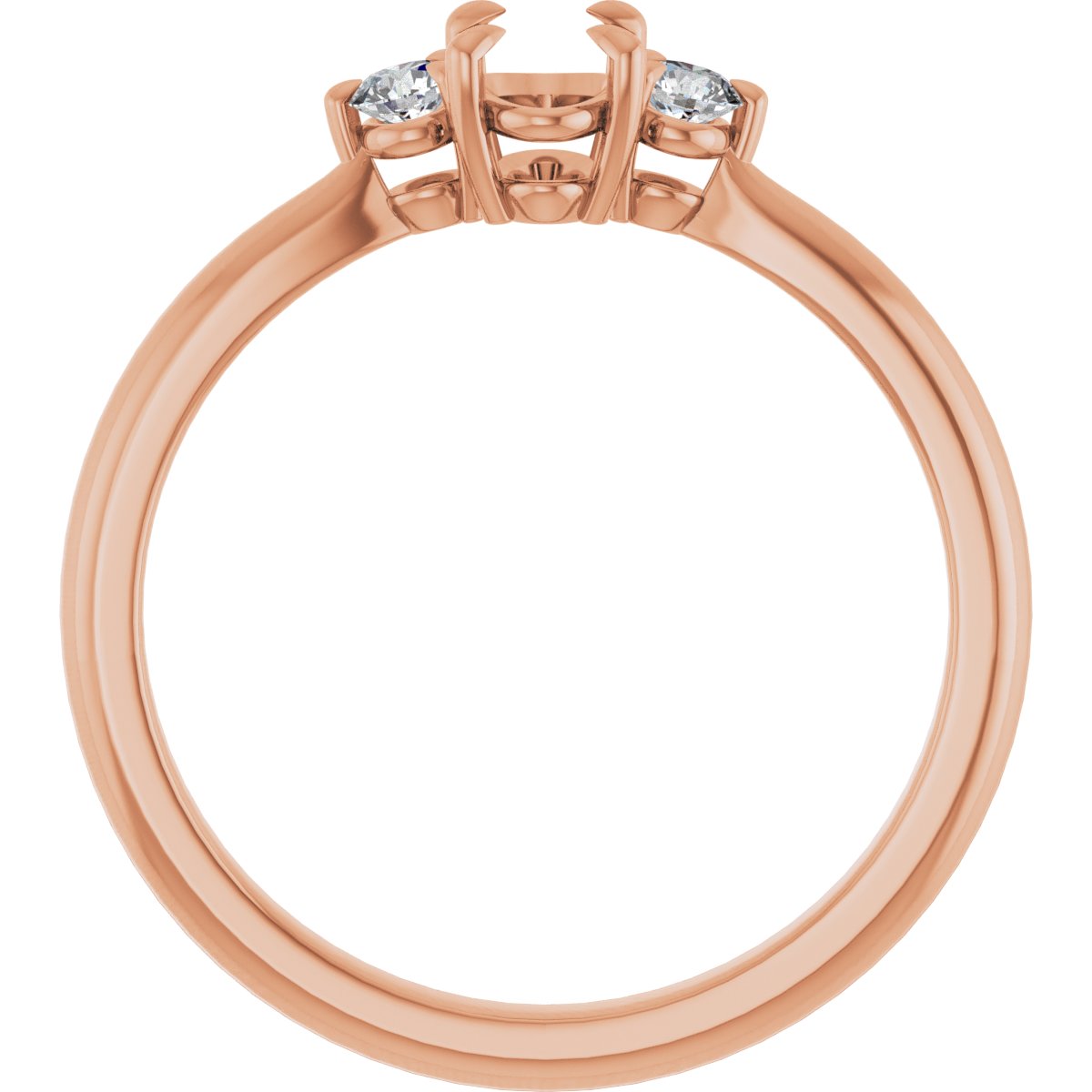 Oval Three-Stone Engagement Ring Semi-Mount - gallery - Series 123886