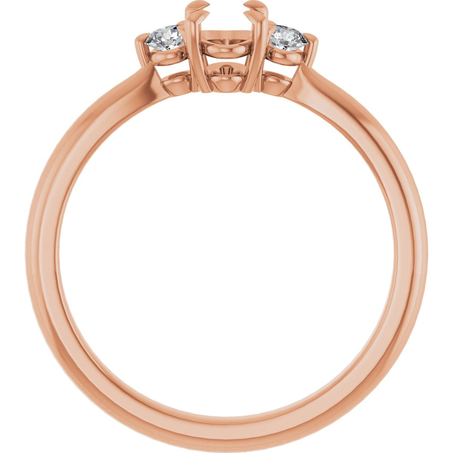 Oval Three-Stone Engagement Ring Semi-Mount - gallery - Series 123886