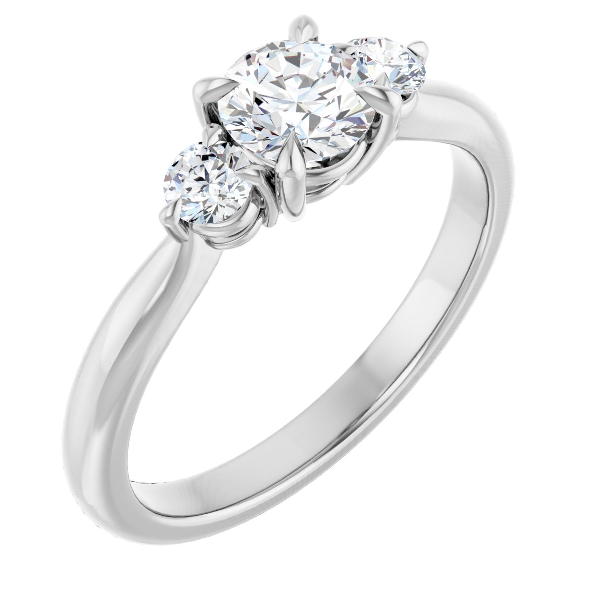 Natural Diamond Round Three-Stone Engagement Ring Semi-Mount - Platinum - Series 123886
