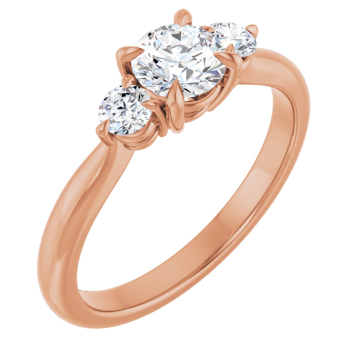 Natural Diamond Round Three-Stone Engagement Ring Semi-Mount - 14K Rose Gold - Series 123886