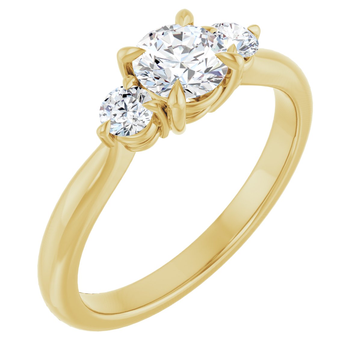 Natural Diamond Round Three-Stone Engagement Ring Semi-Mount - 14K Yellow Gold - Series 123886