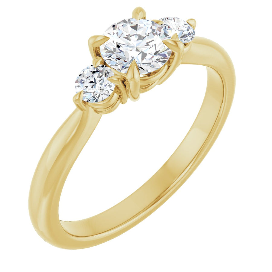 Natural Diamond Round Three-Stone Engagement Ring Semi-Mount - 14K Yellow Gold - Series 123886
