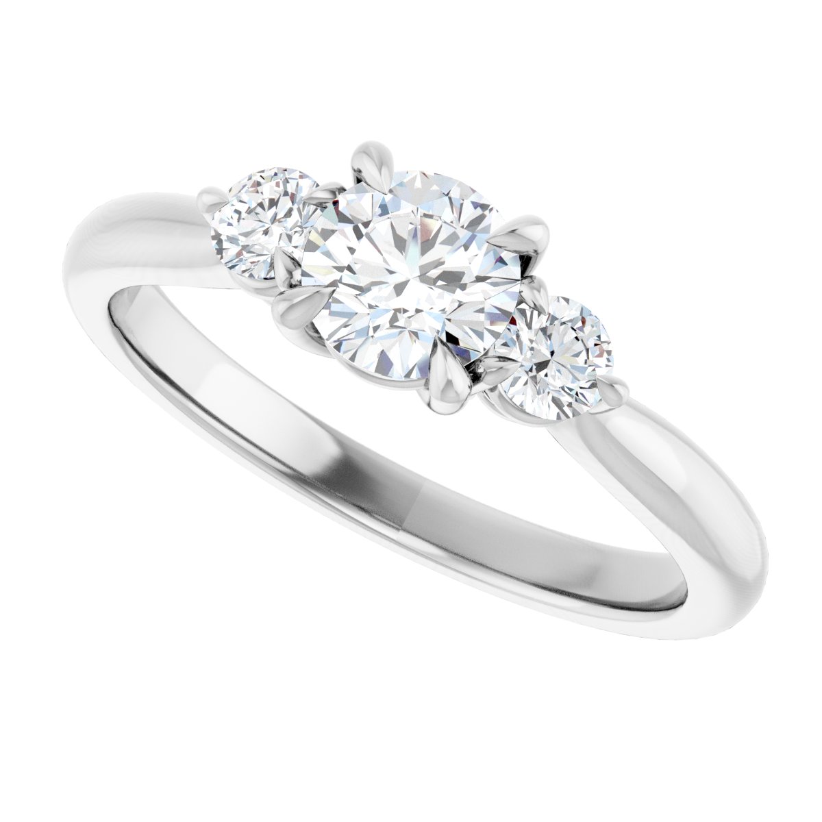 Round Three-Stone Engagement Ring Semi-Mount - gallery - Series 123886