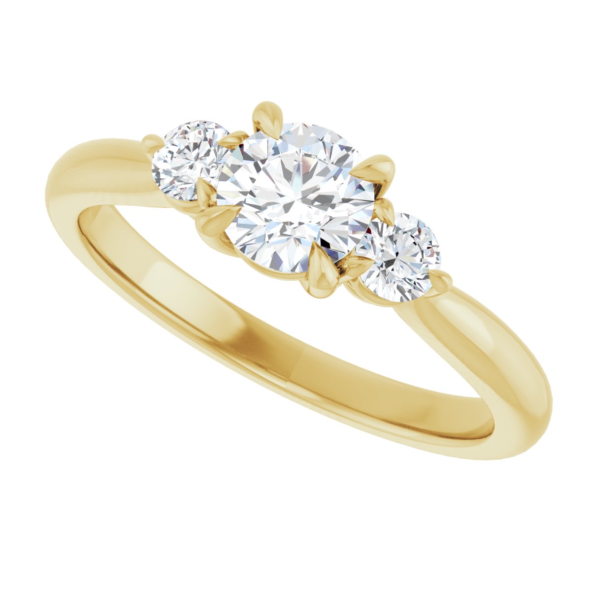 Round Three-Stone Engagement Ring Semi-Mount - gallery - Series 123886
