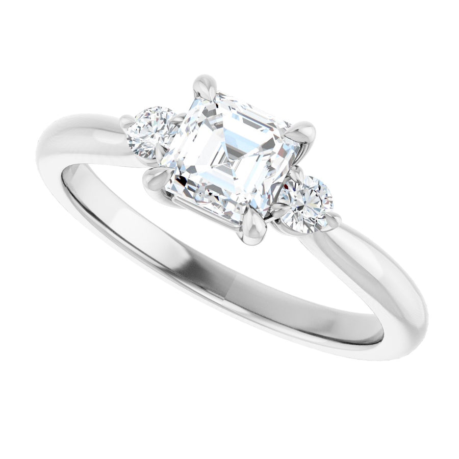 Asscher Three-Stone Engagement Ring Semi-Mount - gallery - Series 123886