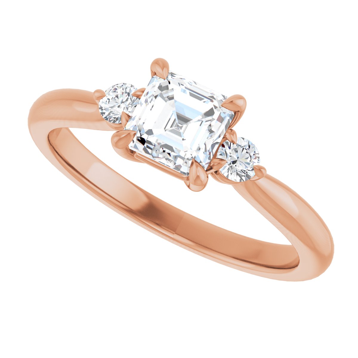 Asscher Three-Stone Engagement Ring Semi-Mount - gallery - Series 123886
