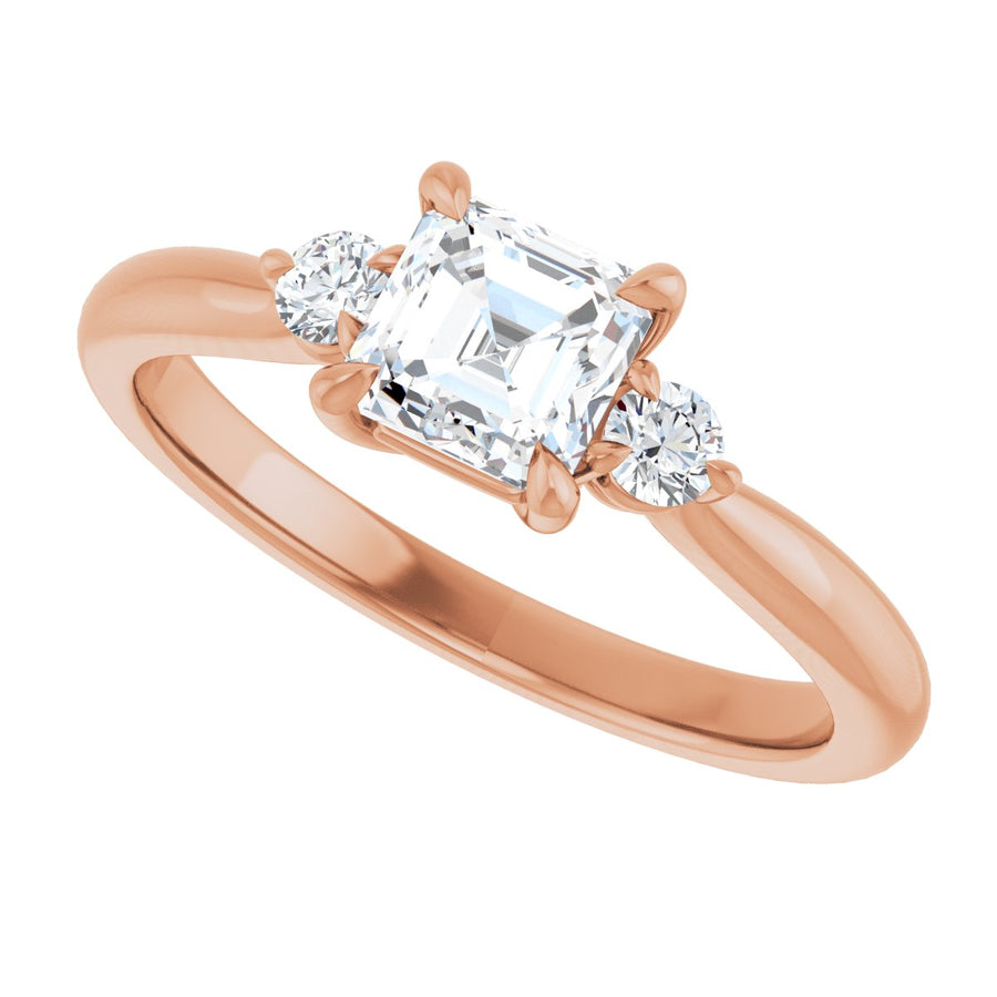 Asscher Three-Stone Engagement Ring Semi-Mount - gallery - Series 123886
