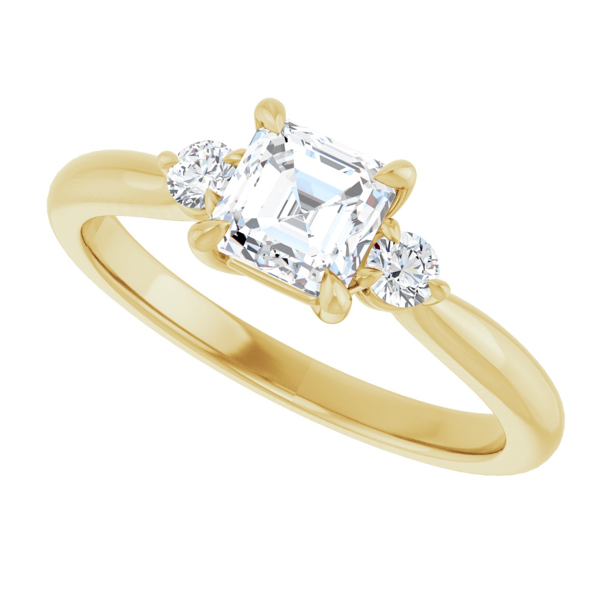 Asscher Three-Stone Engagement Ring Semi-Mount - gallery - Series 123886