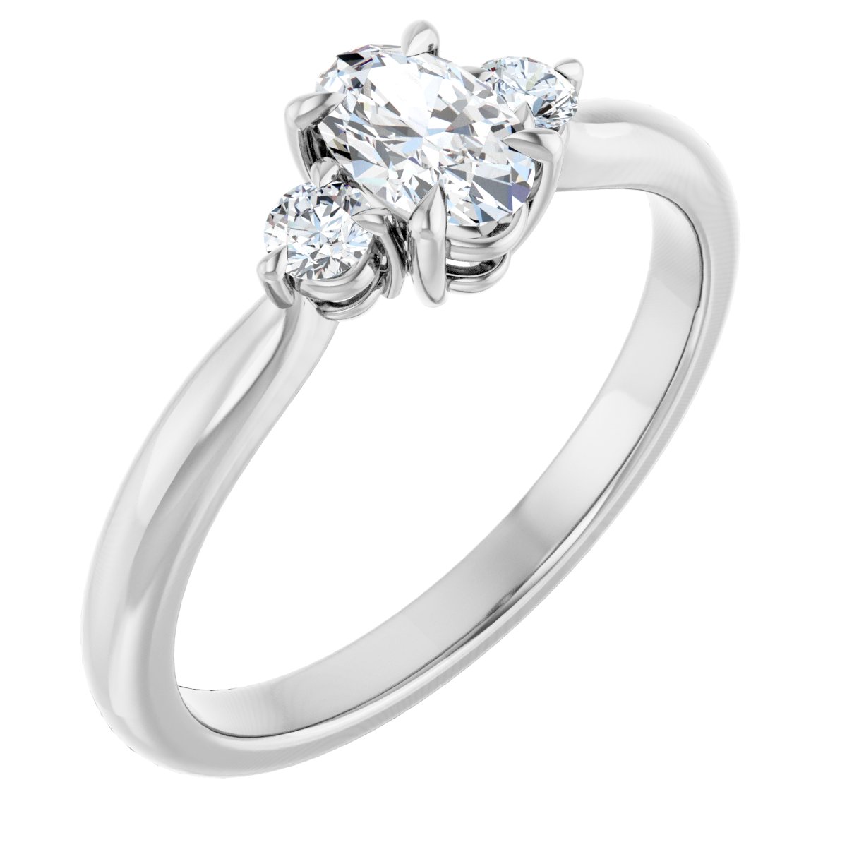 Natural Diamond Oval Three-Stone Engagement Ring Semi-Mount - Platinum - Series 123886