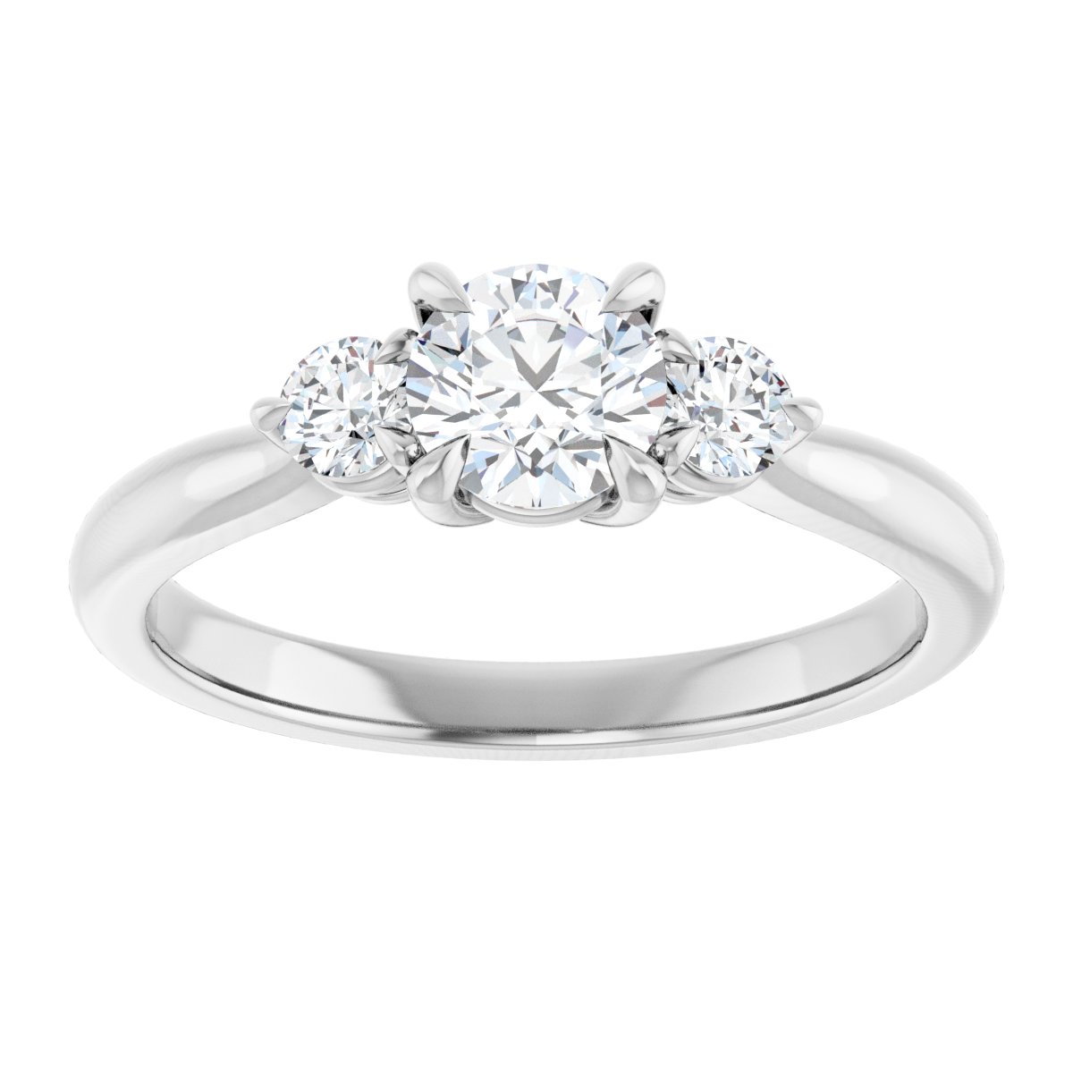 Round Three-Stone Engagement Ring Semi-Mount - gallery - Series 123886