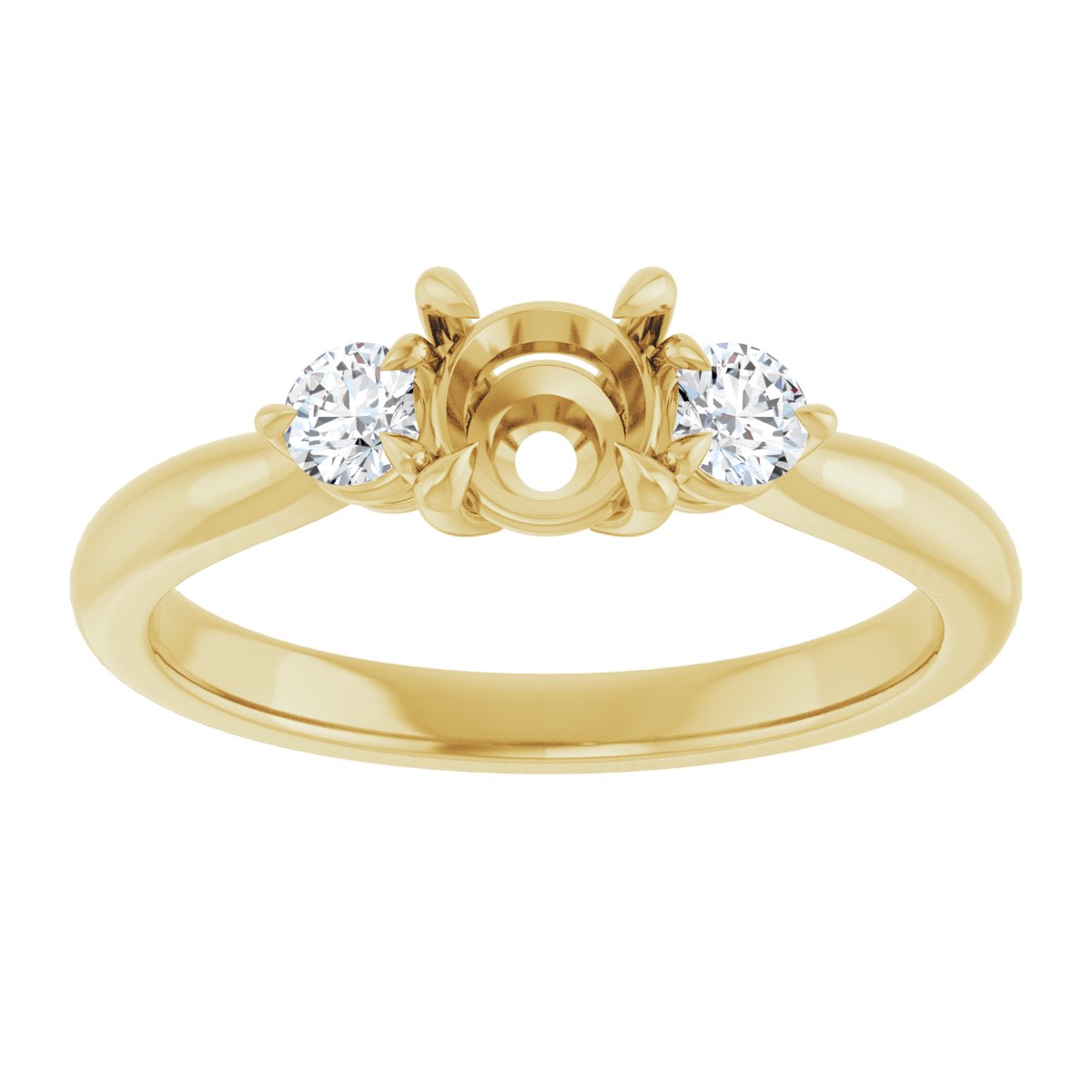 Round Three-Stone Engagement Ring Semi-Mount - gallery - Series 123886