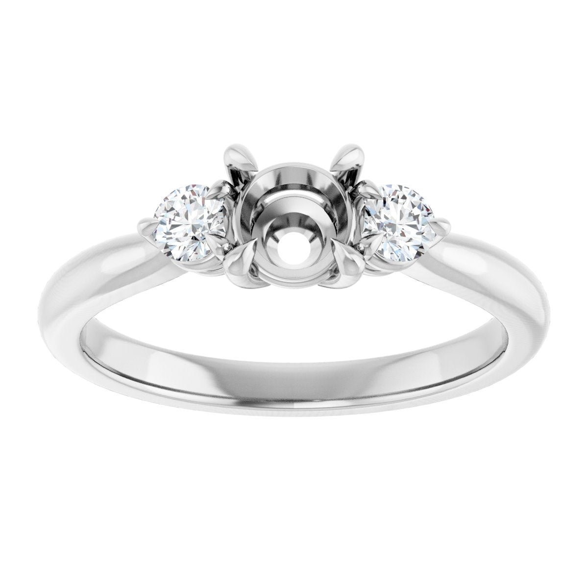 Round Three-Stone Engagement Ring Semi-Mount - gallery - Series 123886