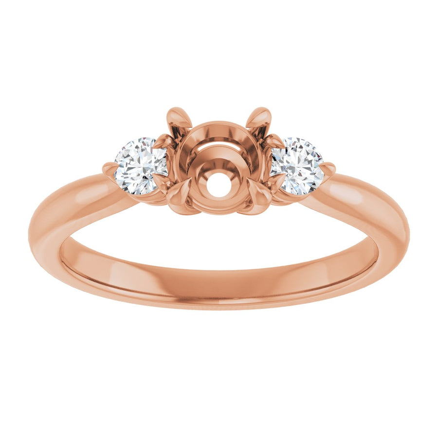 Round Three-Stone Engagement Ring Semi-Mount - gallery - Series 123886