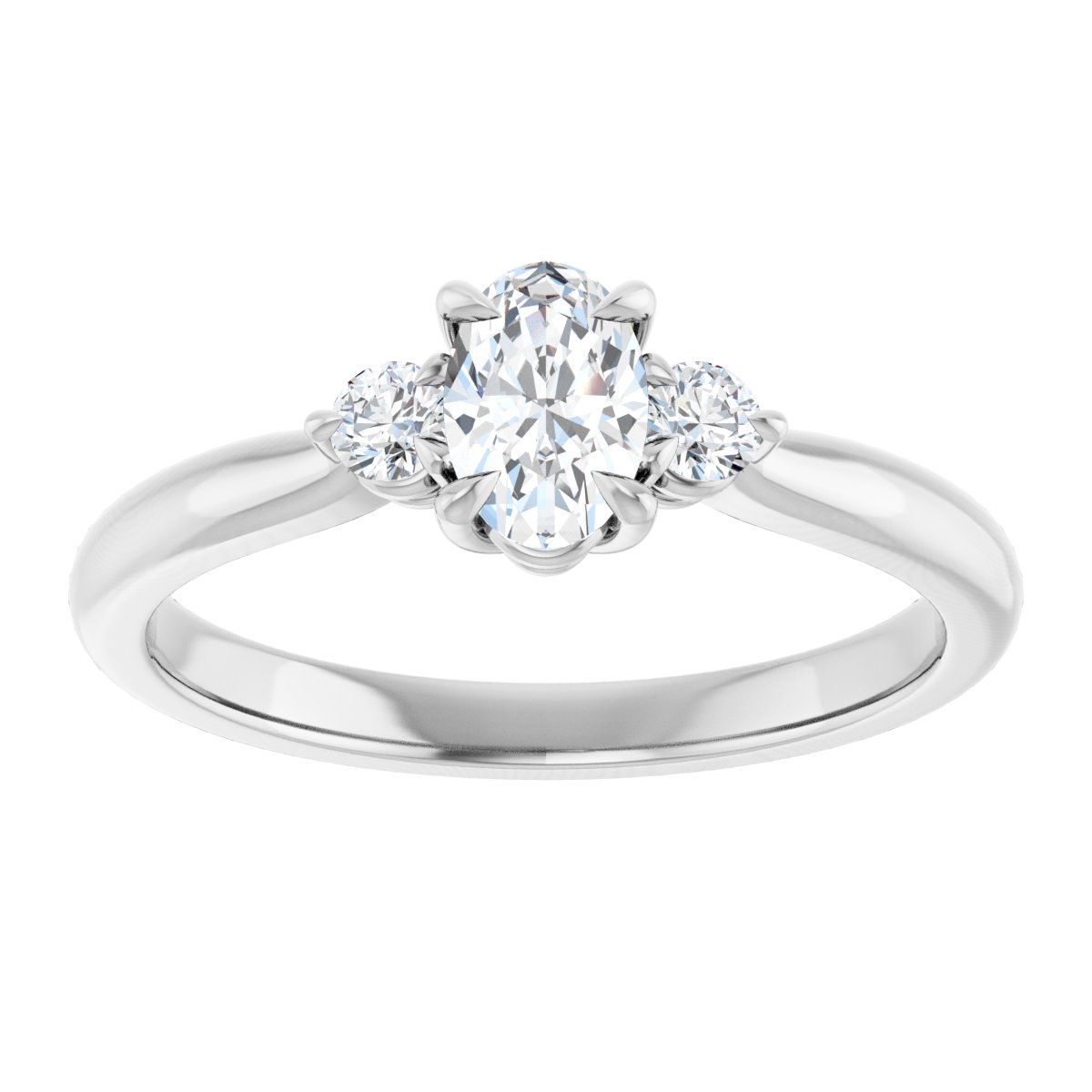 Oval Three-Stone Engagement Ring Semi-Mount - gallery - Series 123886