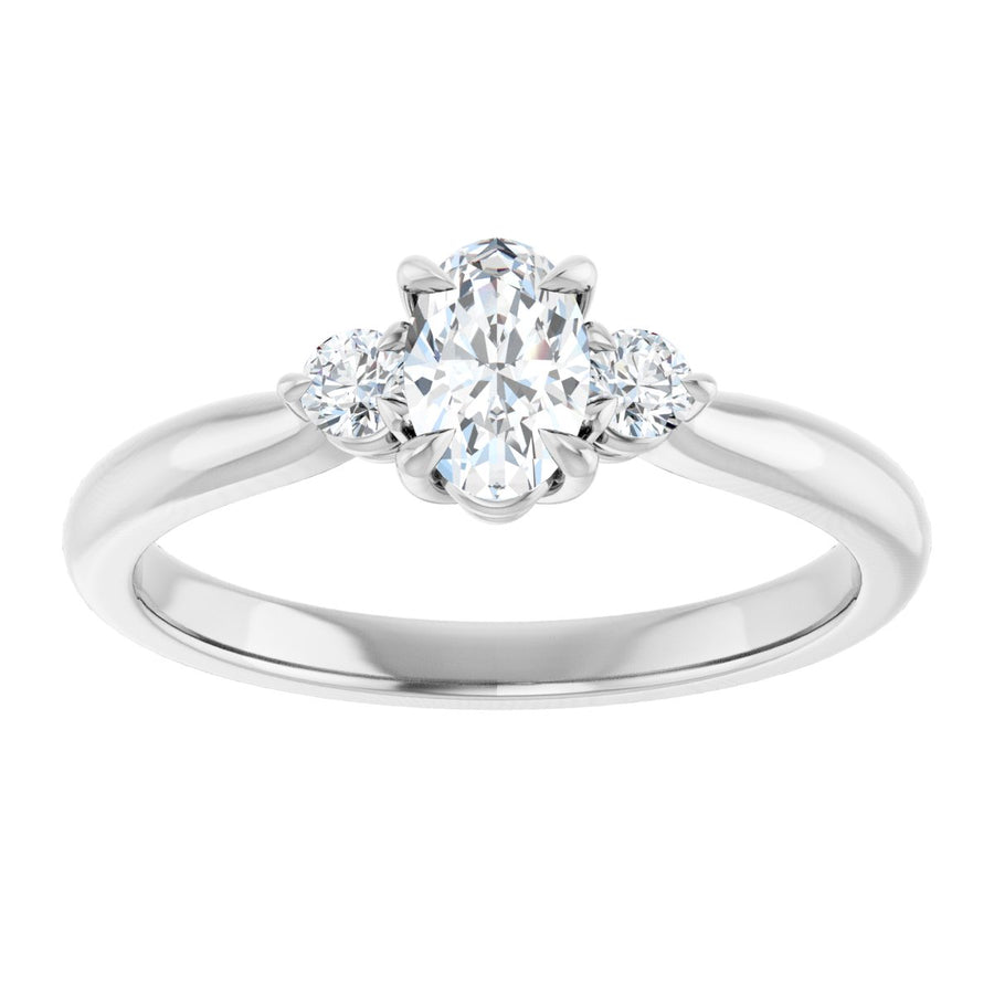 Oval Three-Stone Engagement Ring Semi-Mount - gallery - Series 123886
