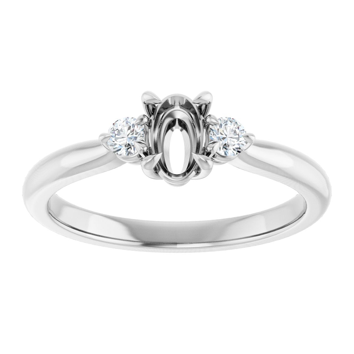 Oval Three-Stone Engagement Ring Semi-Mount - gallery - Series 123886
