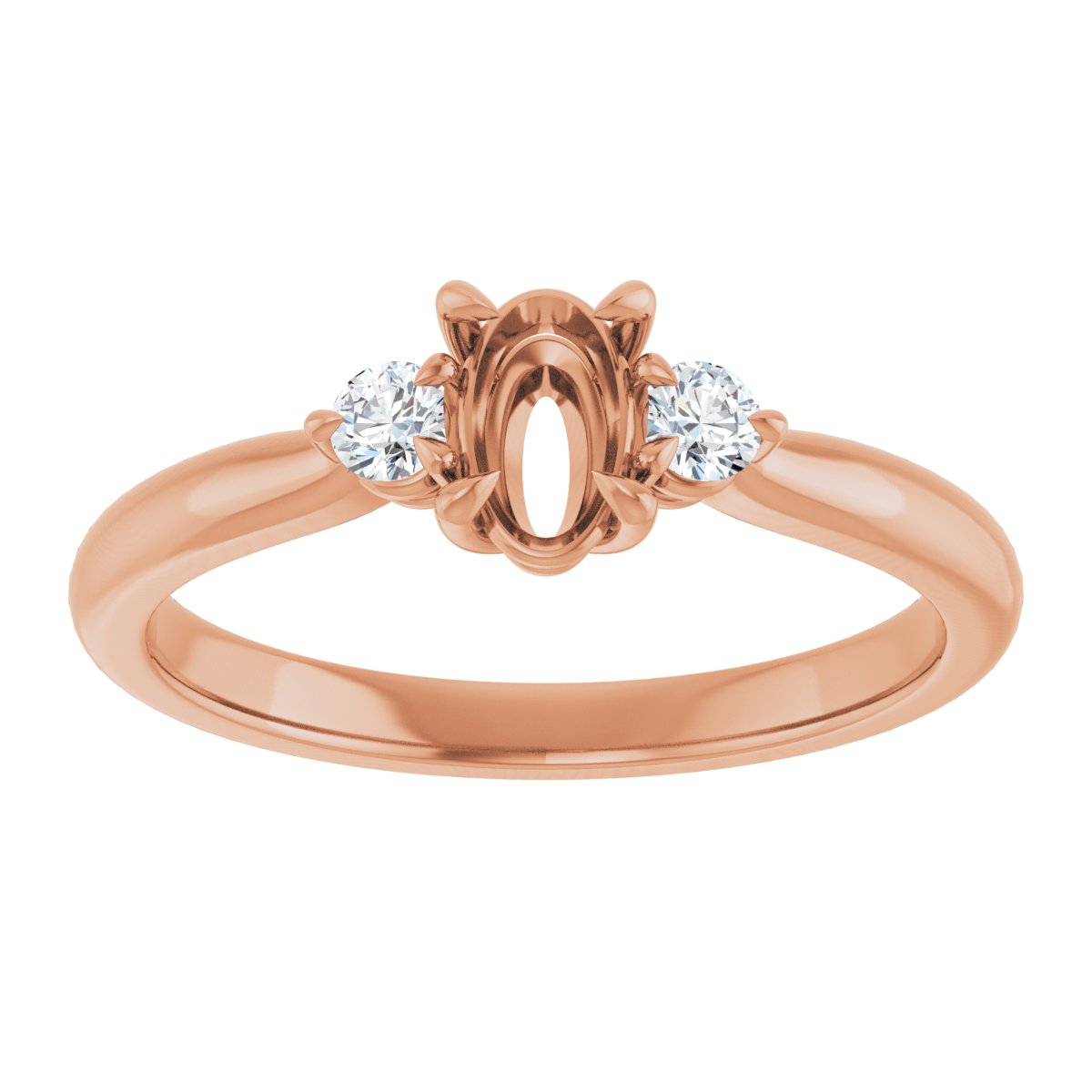 Oval Three-Stone Engagement Ring Semi-Mount - gallery - Series 123886