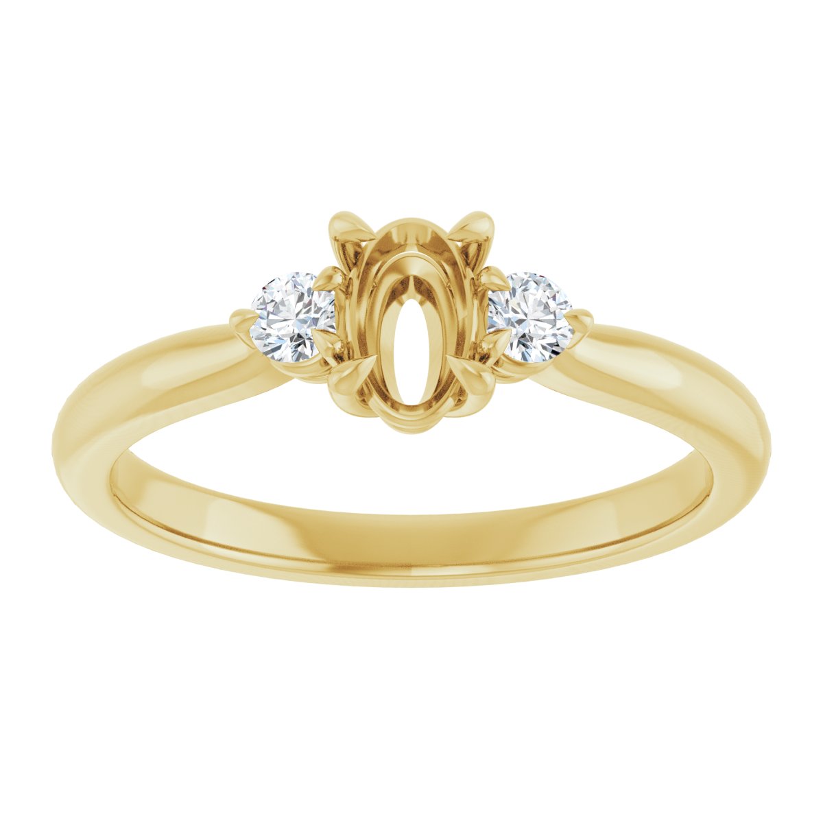 Oval Three-Stone Engagement Ring Semi-Mount - gallery - Series 123886