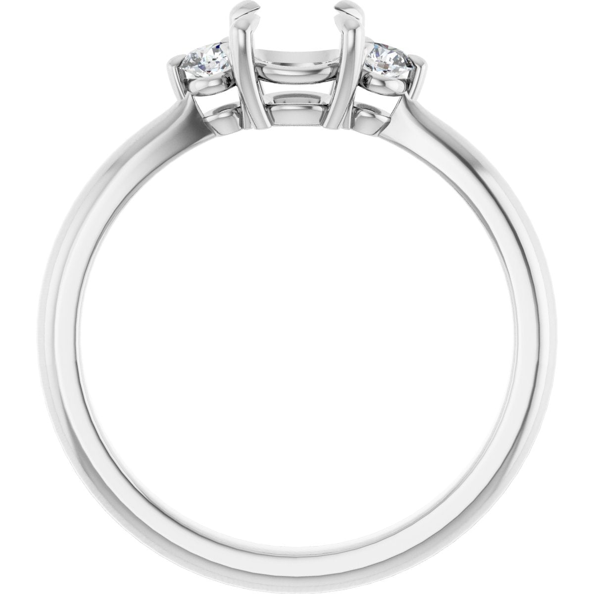 Cushion Three-Stone Engagement Ring Semi-Mount - gallery - Series 123886