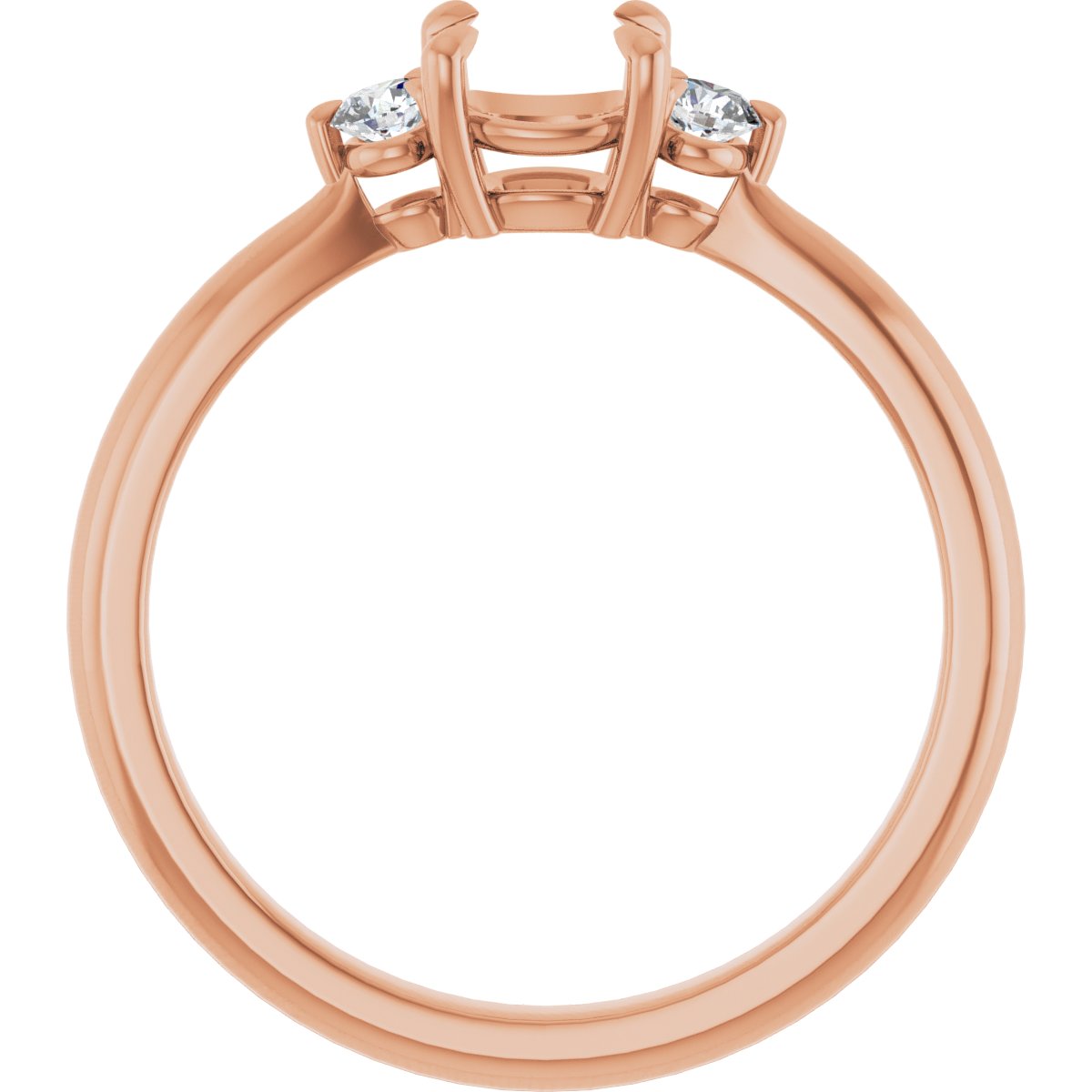 Cushion Three-Stone Engagement Ring Semi-Mount - gallery - Series 123886
