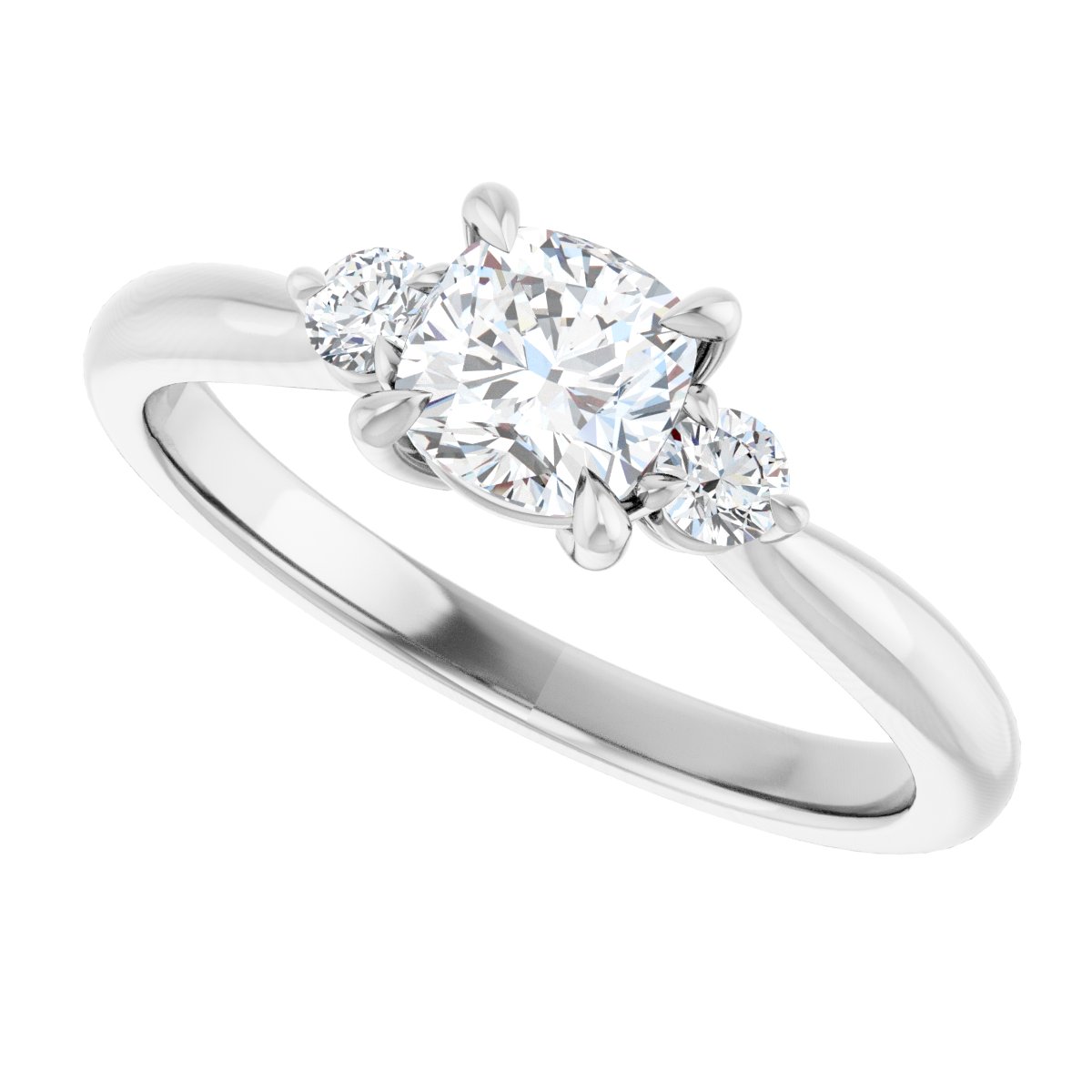 Cushion Three-Stone Engagement Ring Semi-Mount - gallery - Series 123886