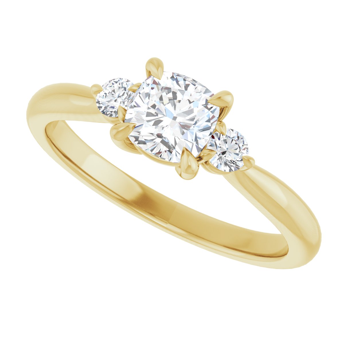 Cushion Three-Stone Engagement Ring Semi-Mount - gallery - Series 123886