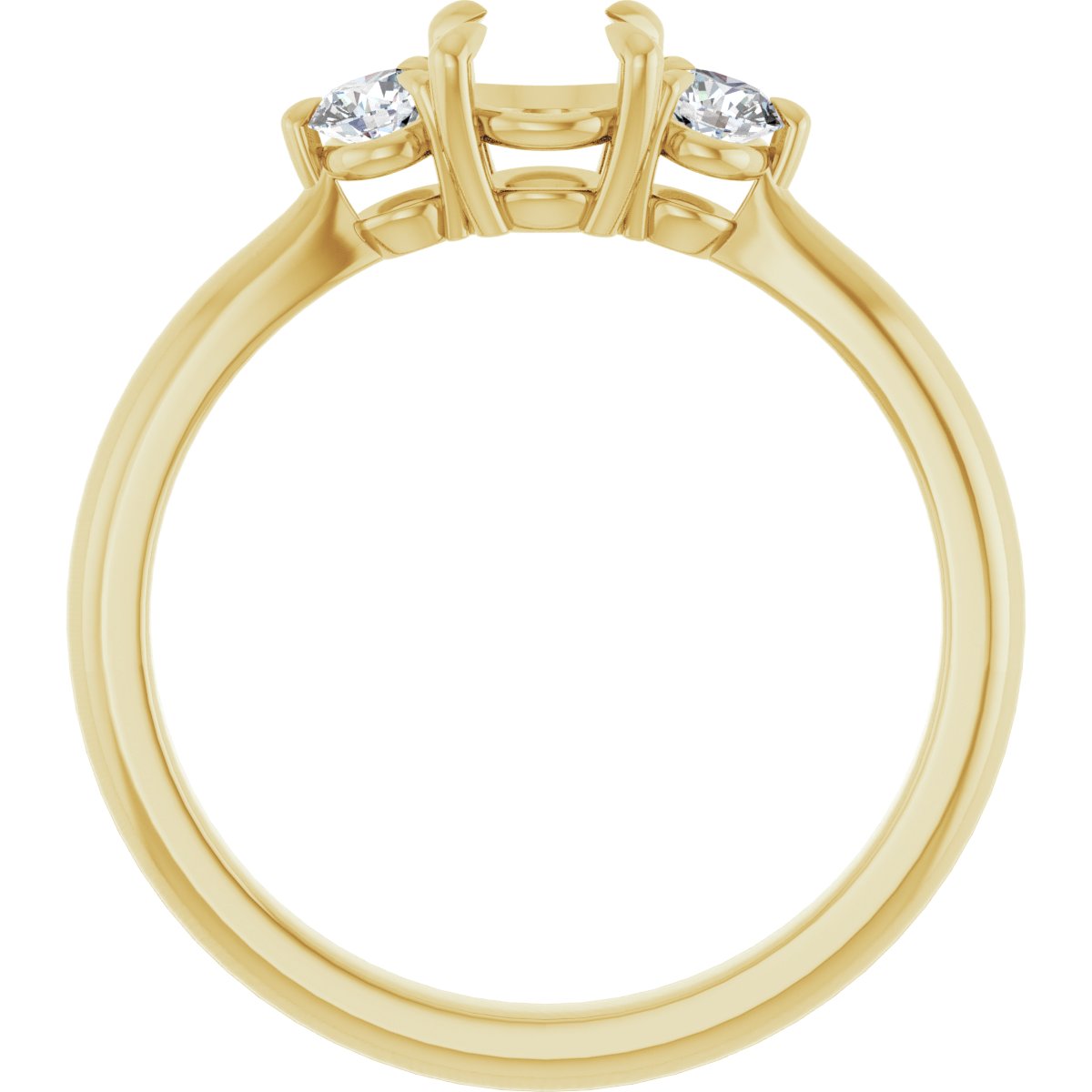 Round Three-Stone Engagement Ring Semi-Mount - gallery - Series 123886
