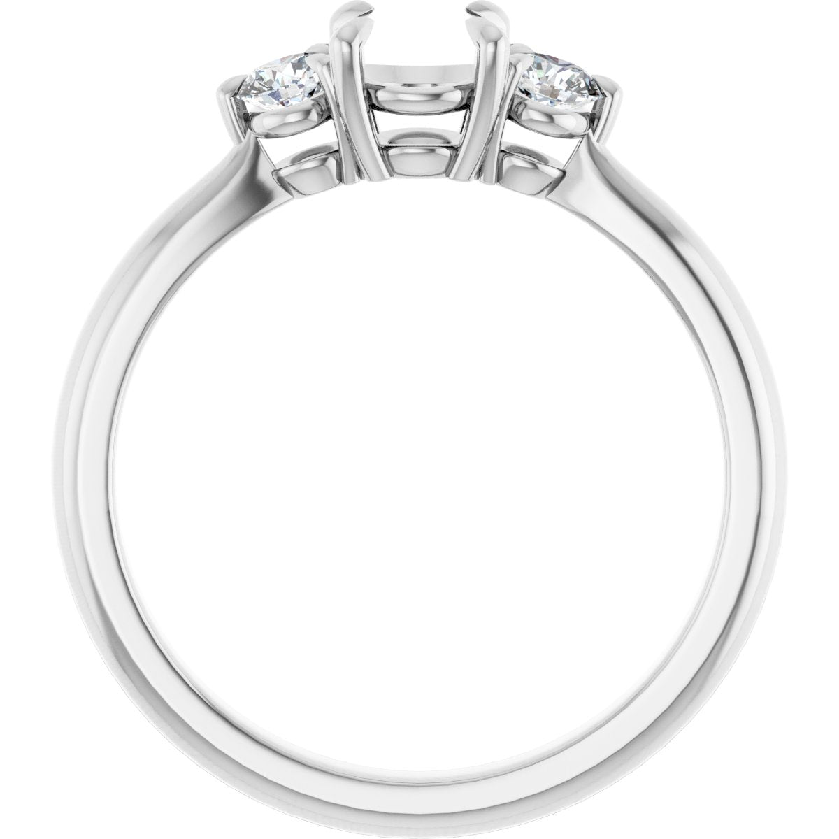 Round Three-Stone Engagement Ring Semi-Mount - gallery - Series 123886