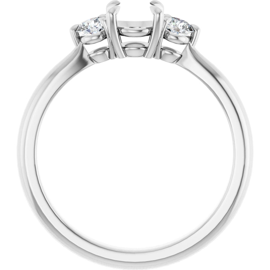Round Three-Stone Engagement Ring Semi-Mount - gallery - Series 123886