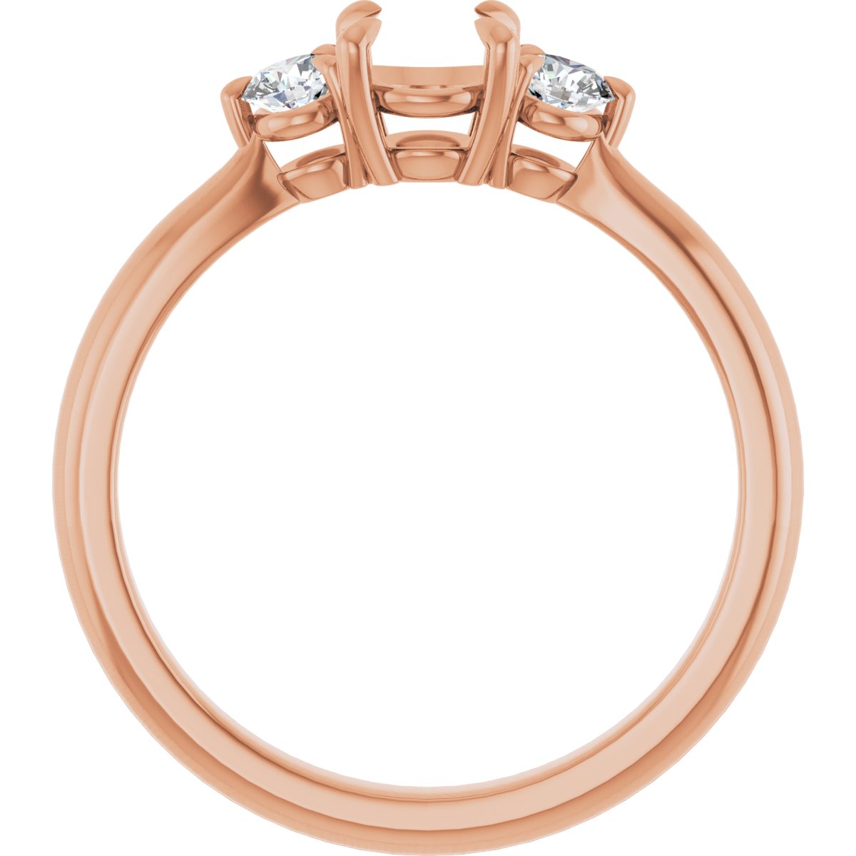 Round Three-Stone Engagement Ring Semi-Mount - gallery - Series 123886
