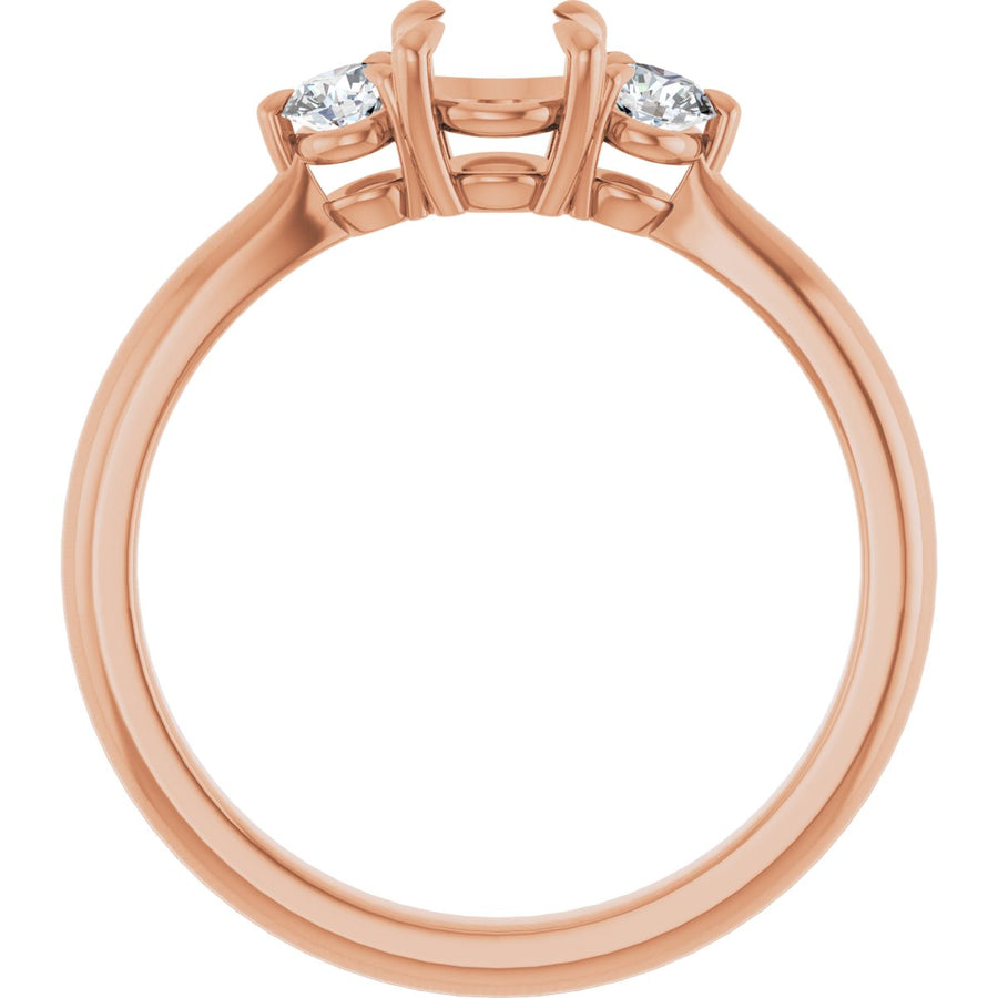 Round Three-Stone Engagement Ring Semi-Mount - gallery - Series 123886