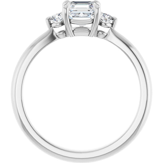 Asscher Three-Stone Engagement Ring Semi-Mount - gallery - Series 123886