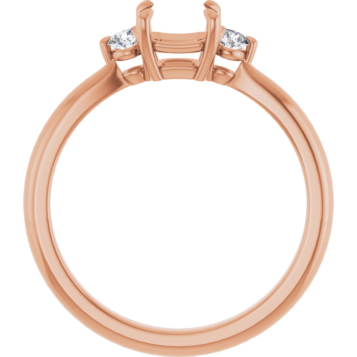 Asscher Three-Stone Engagement Ring Semi-Mount - gallery - Series 123886