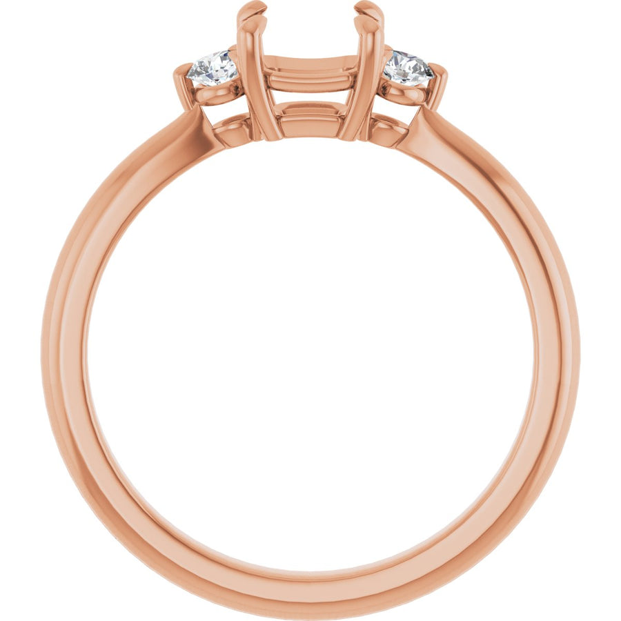 Asscher Three-Stone Engagement Ring Semi-Mount - gallery - Series 123886